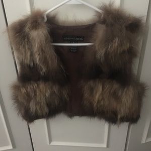 Adrienne Landau Cropped Raccoon Fur Vest